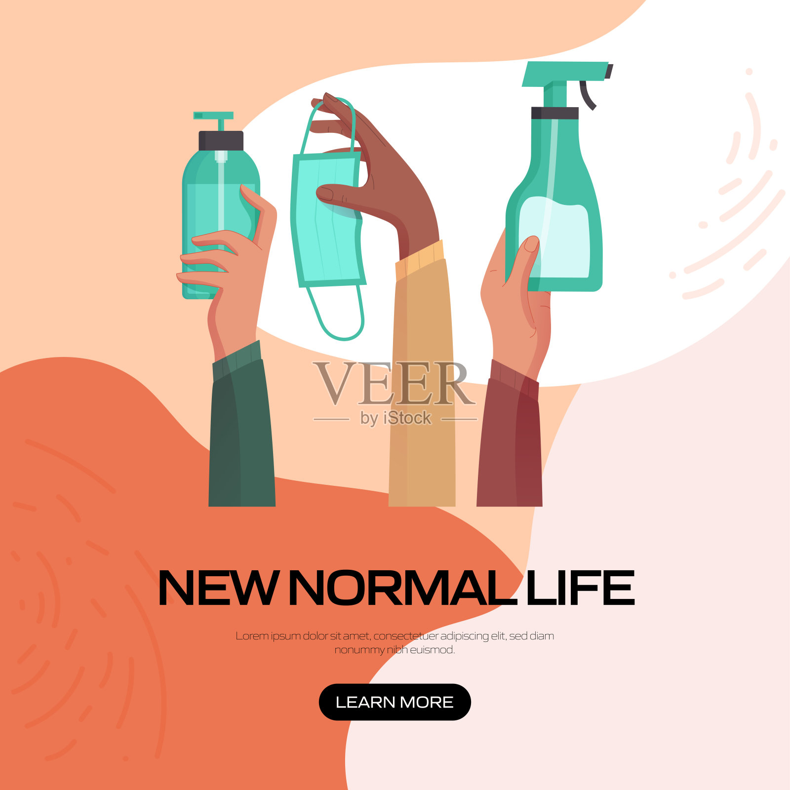 新常态——冠状病毒时代的生活插画图片素材