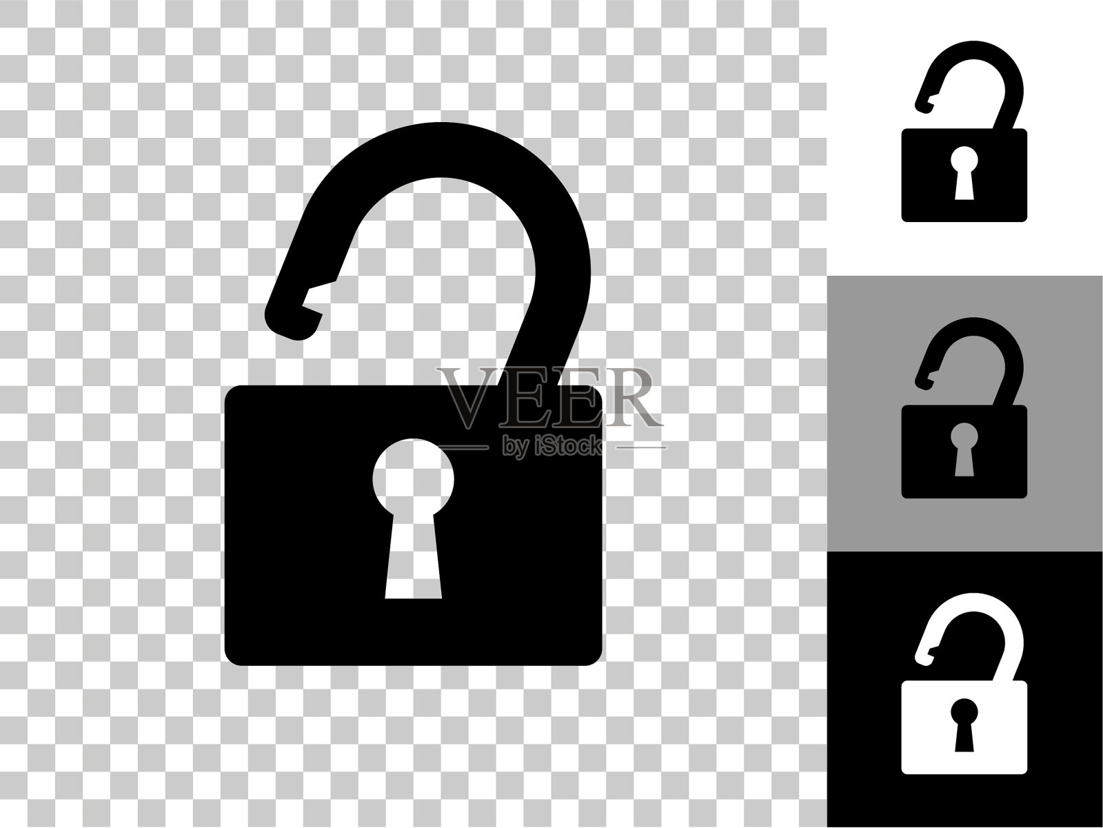 安全锁定图标上的棋盘透明背景插画图片素材