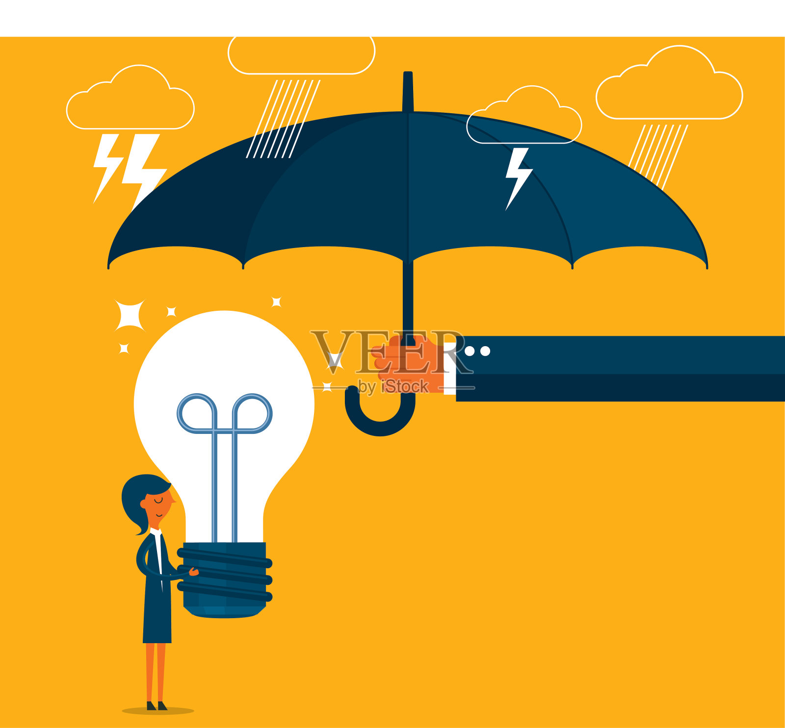 保护 - 女商人插画图片素材