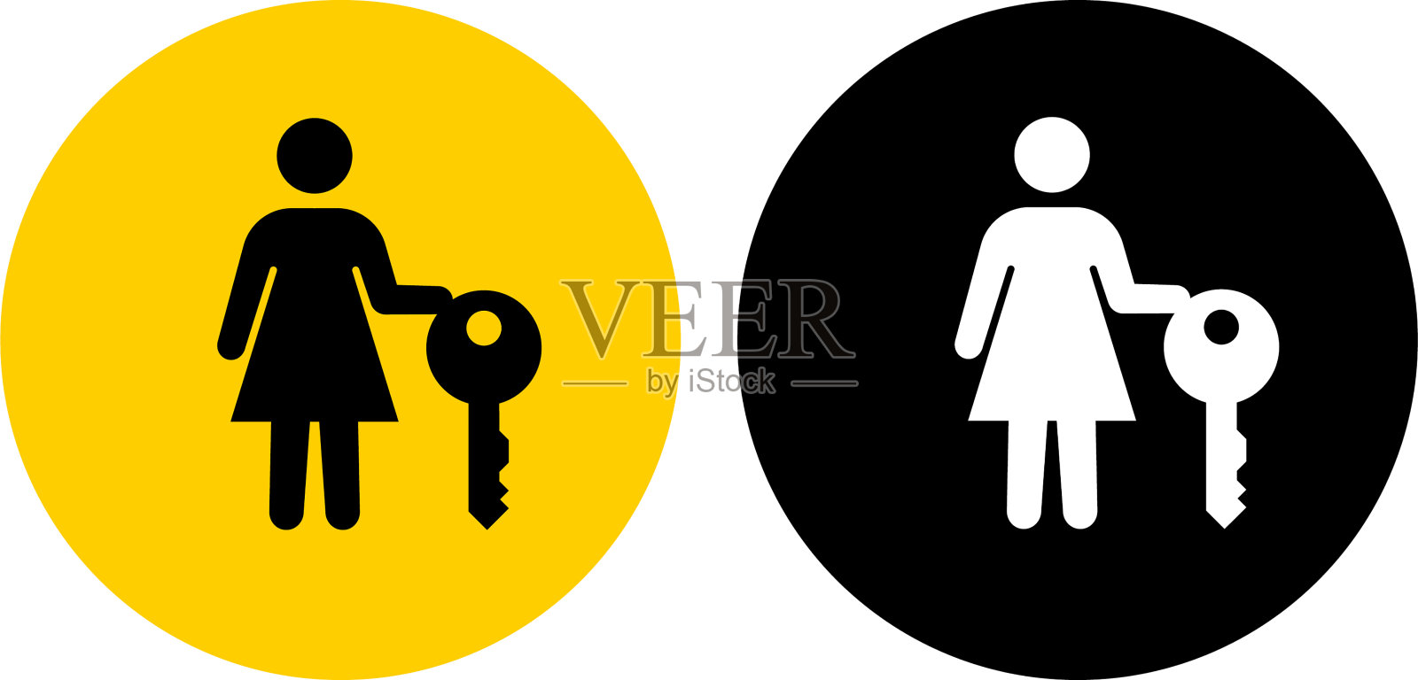 有房子钥匙图标的女人插画图片素材