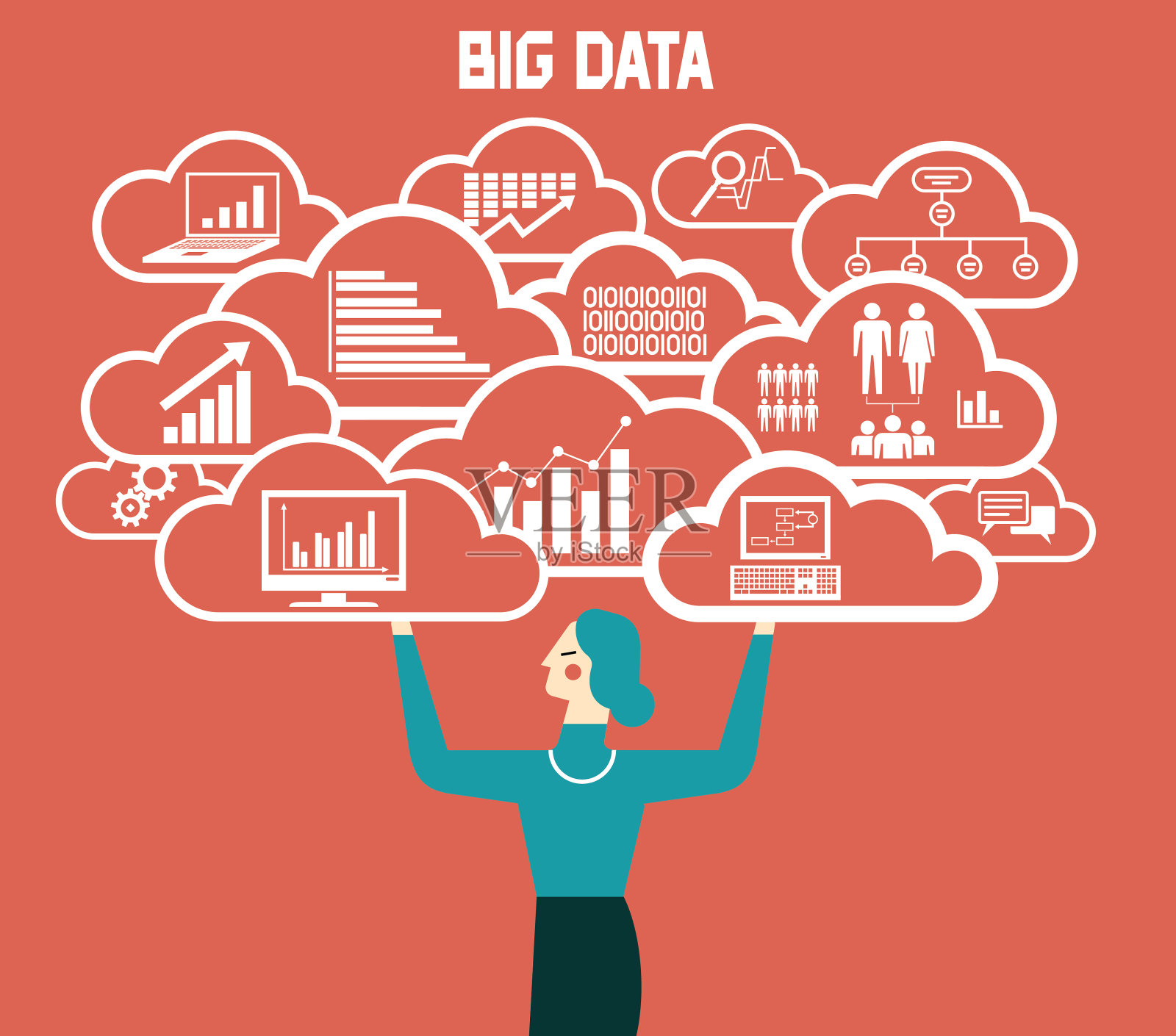 大数据——女商人插画图片素材