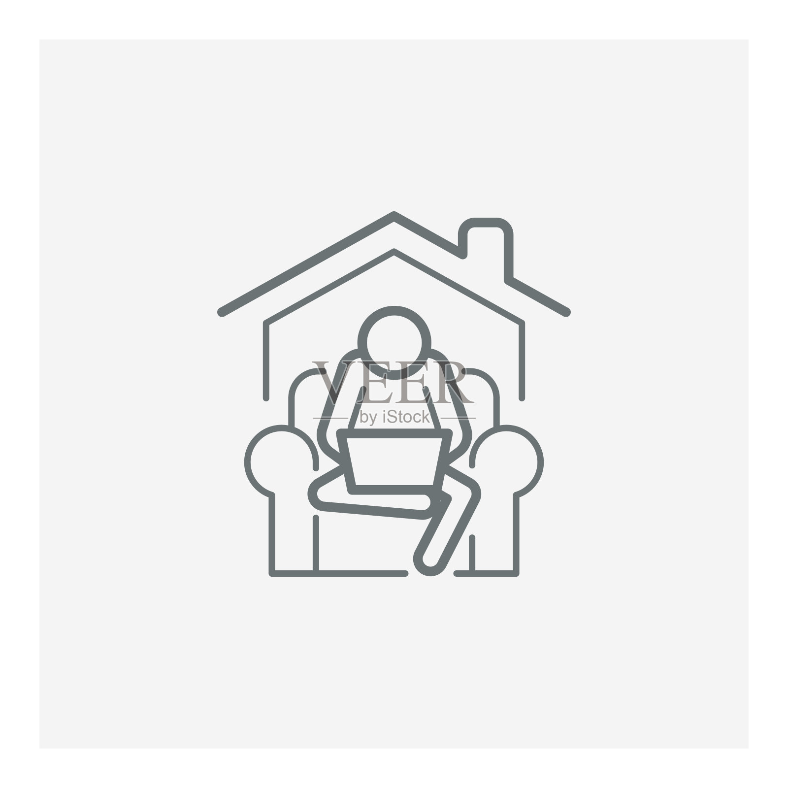 在家办公线条图标，居家图标图标素材