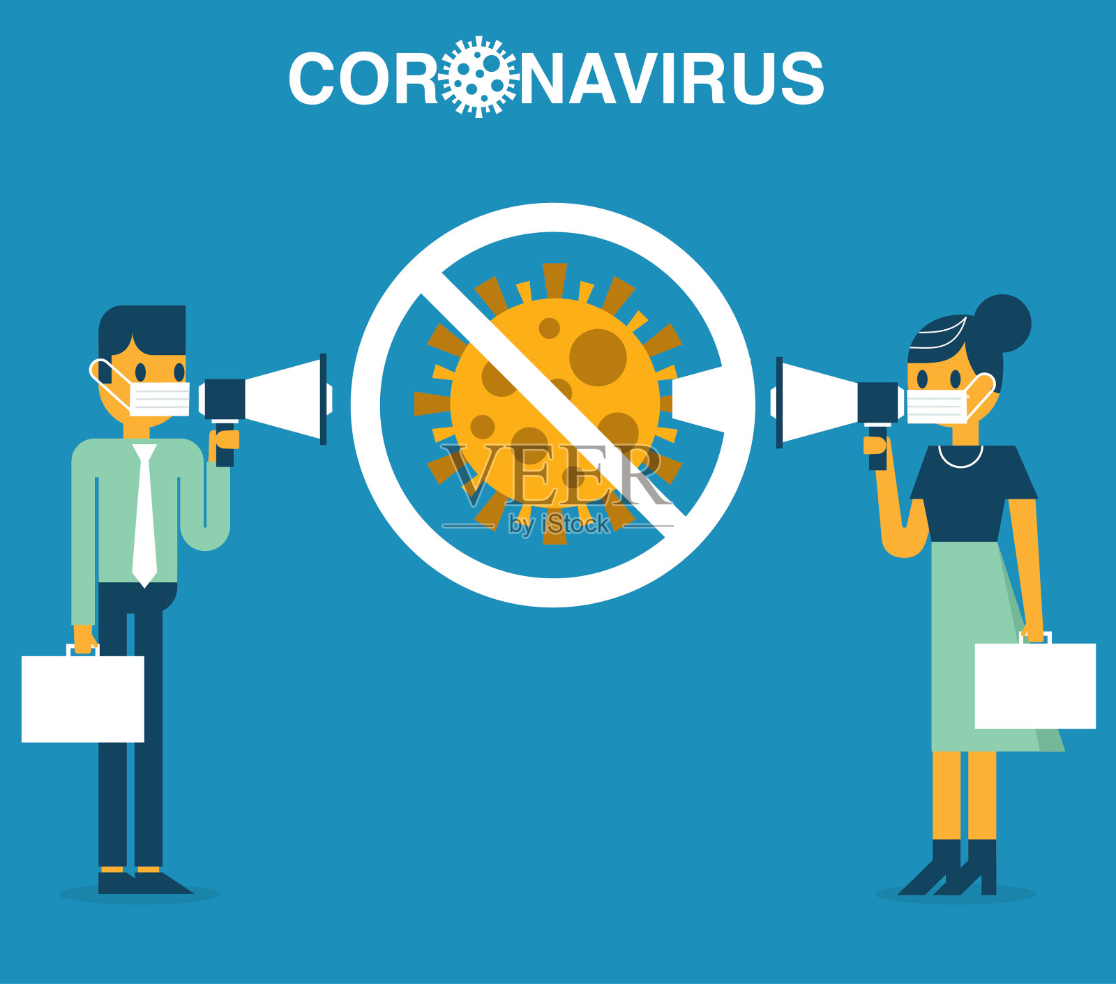 新型冠状病毒肺炎-商务人士插画图片素材