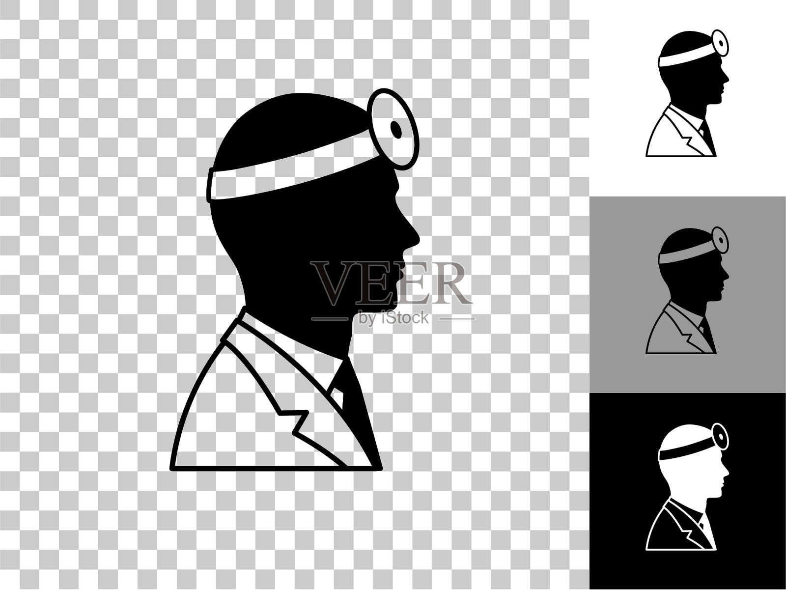 医生的脸图标在棋盘透明背景插画图片素材