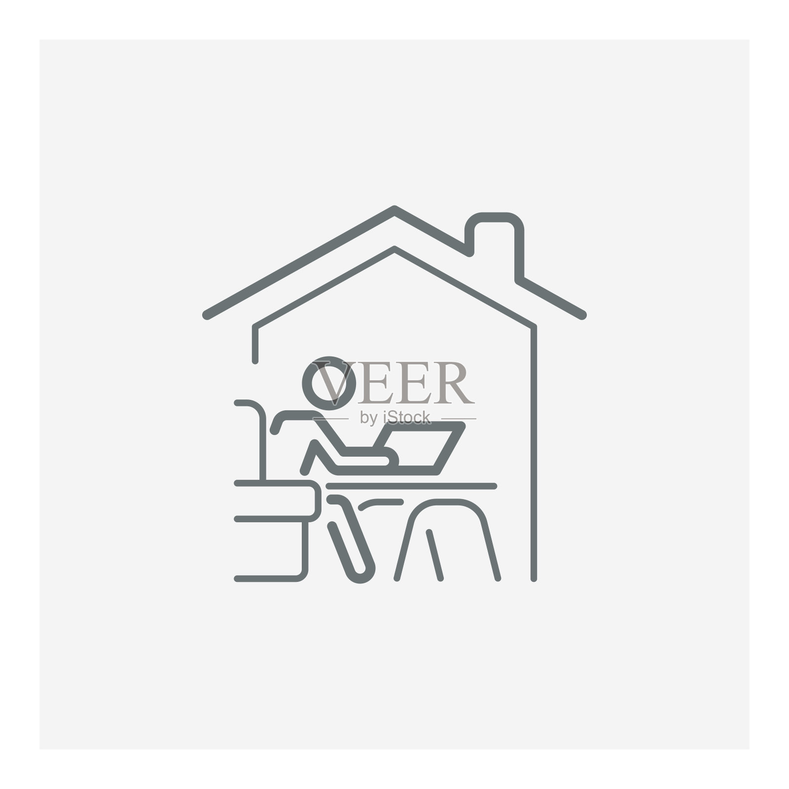 在家办公线条图标，居家图标图标素材