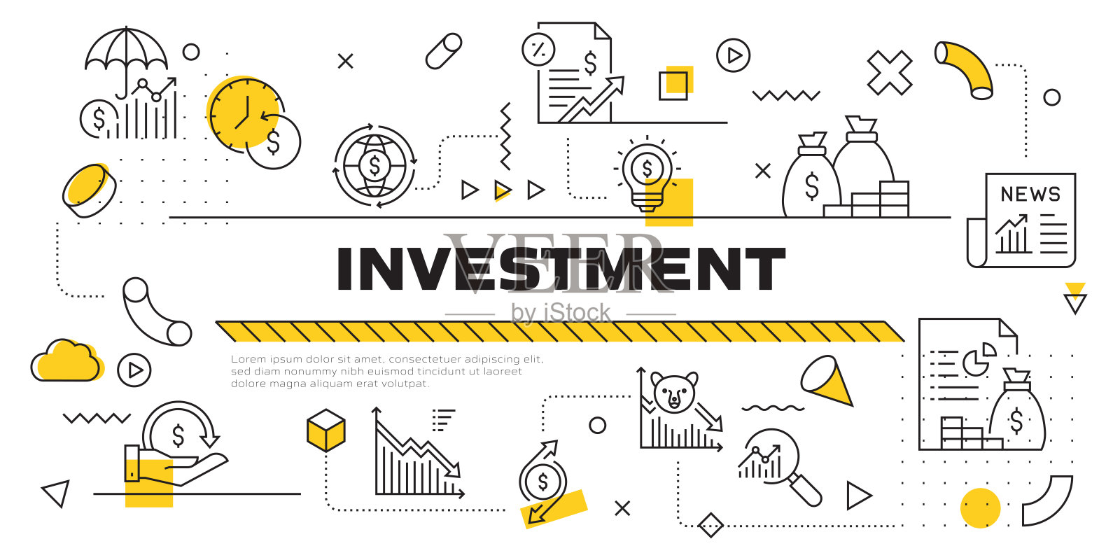 投资相关的现代线条风格插图插画图片素材