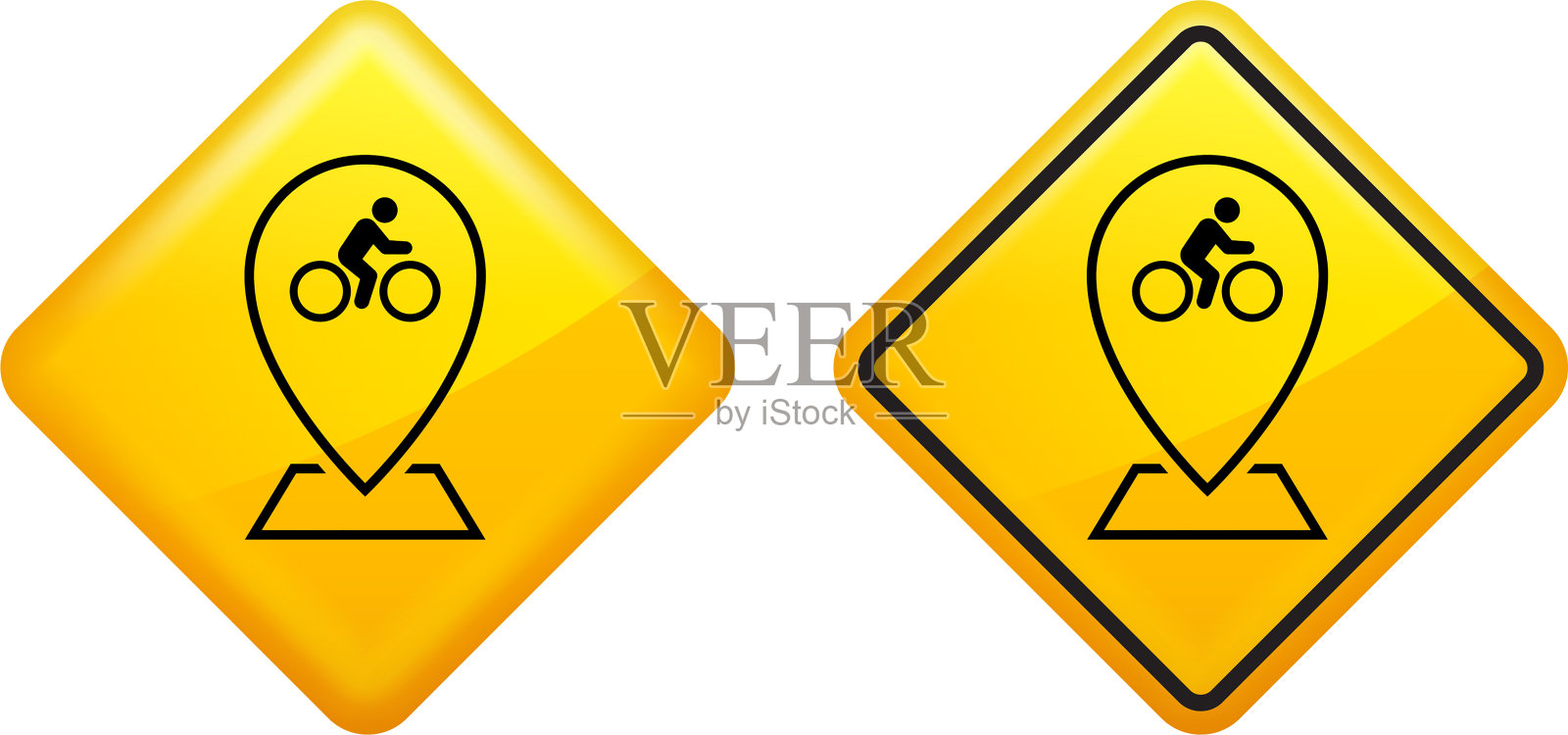 自行车路径地图指针图标插画图片素材