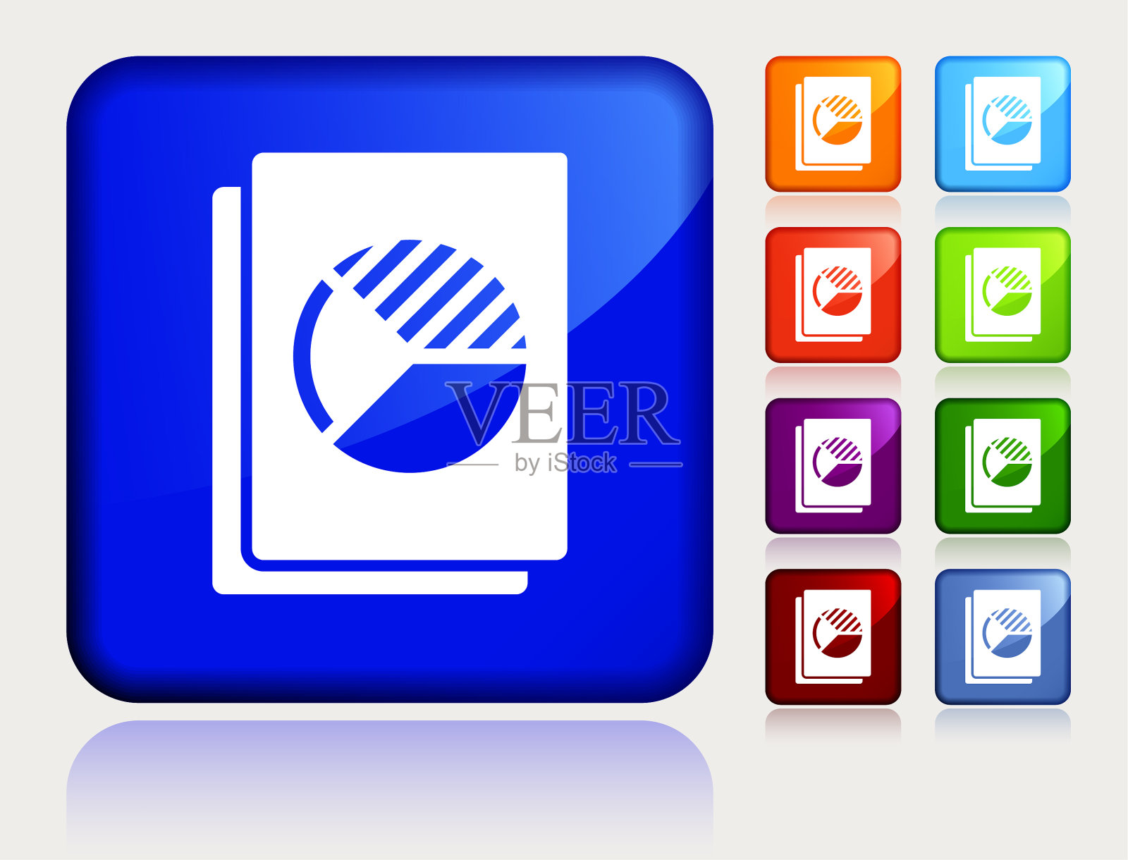 带有饼图图标的文档插画图片素材