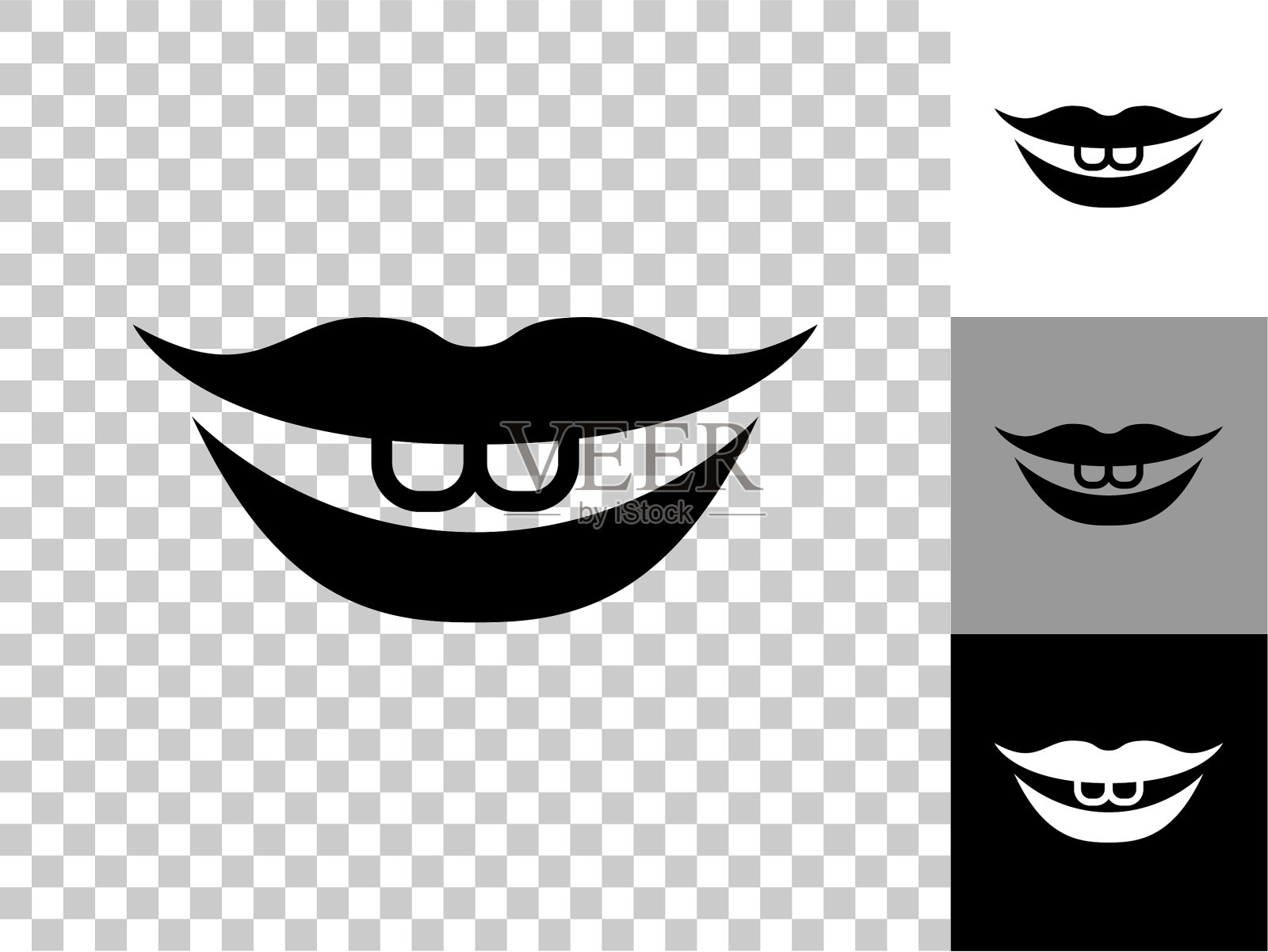 微笑的嘴唇图标在棋盘透明的背景插画图片素材