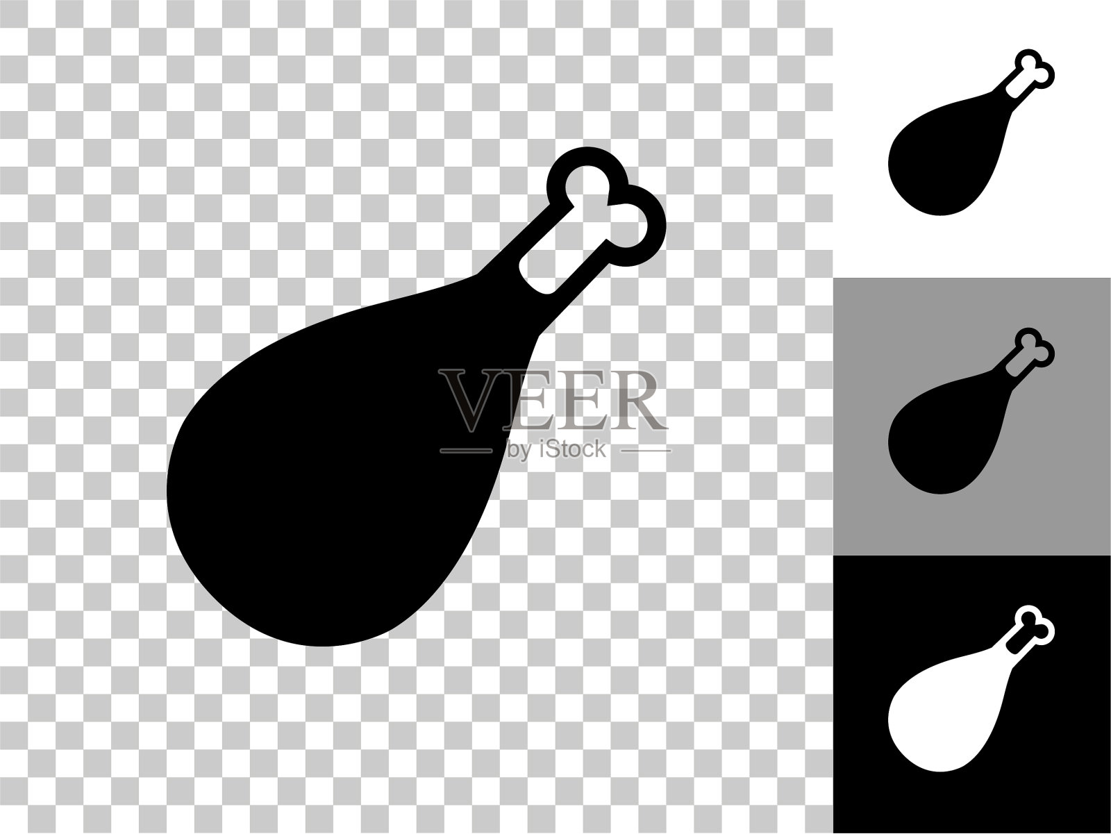 鸡腿图标在棋盘上透明的背景插画图片素材
