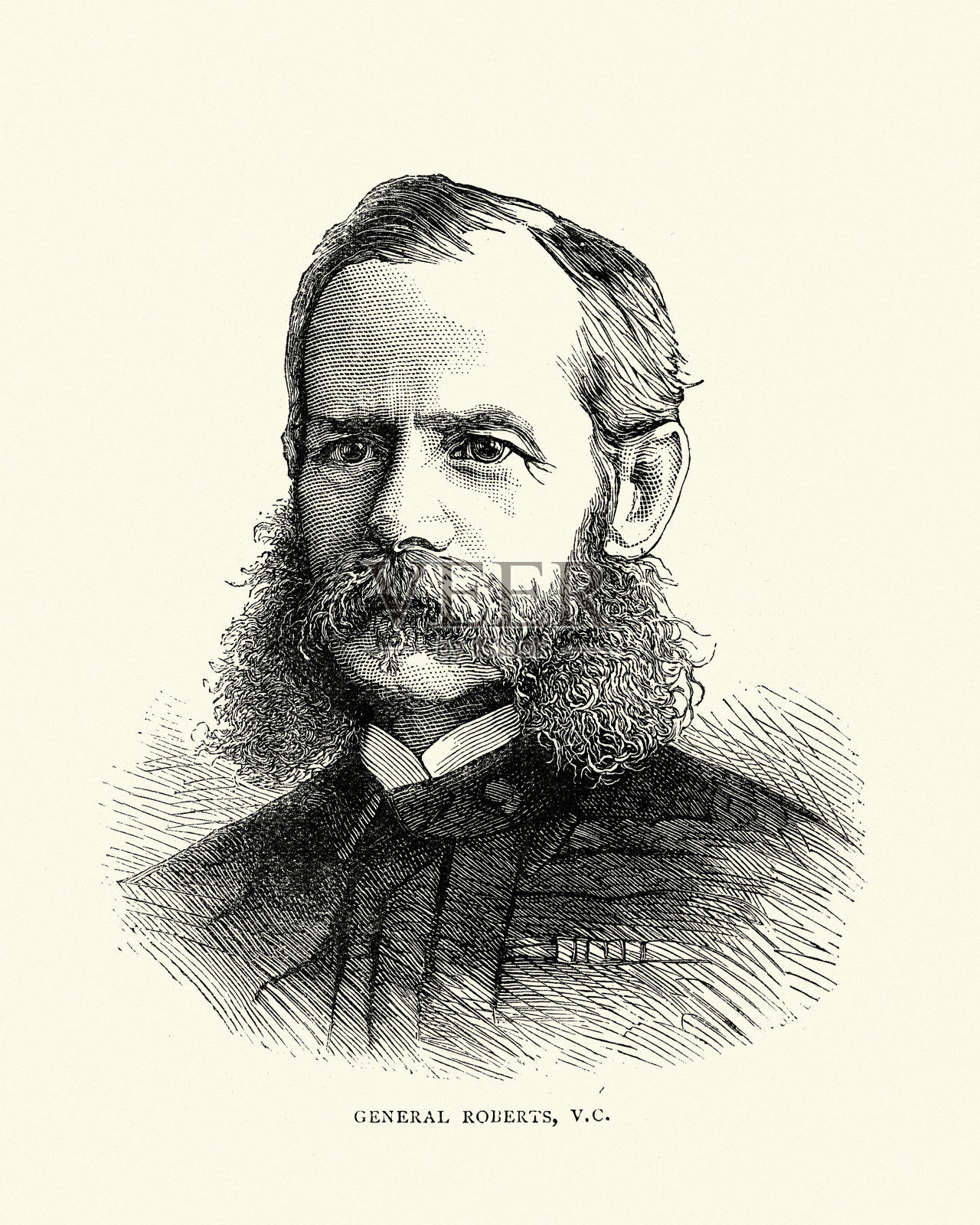 陆军元帅弗雷德里克·斯莱·罗伯茨，英国维多利亚时代的将军插画图片素材