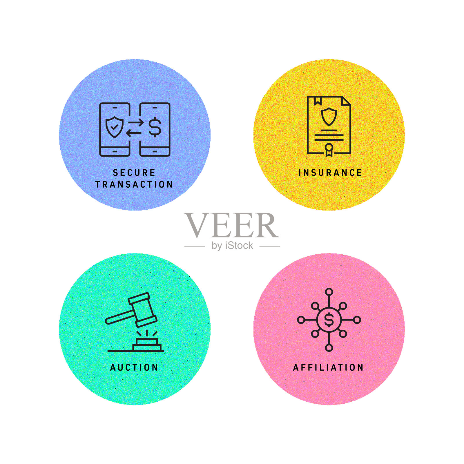 与金融相关的线路图标。向量符号说明。插画图片素材