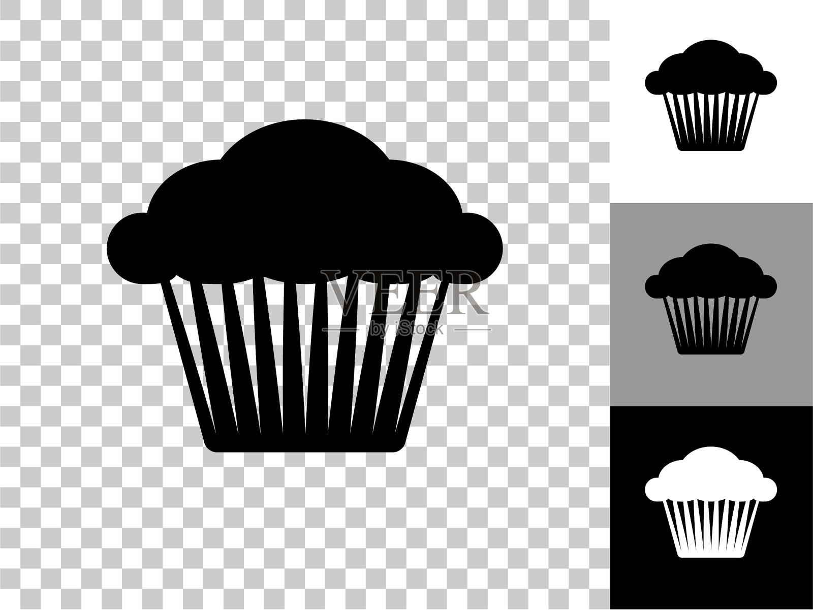 松饼图标在棋盘透明背景插画图片素材