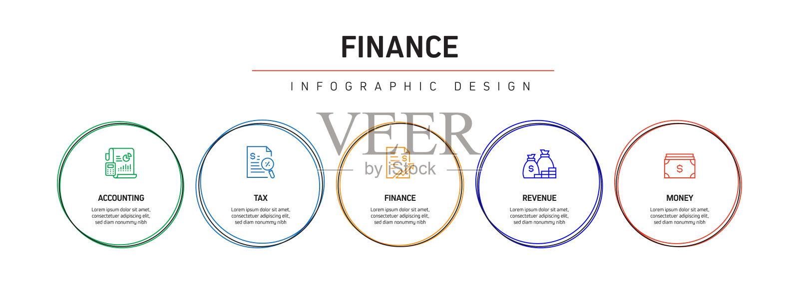 财务相关流程信息图模板。过程时间图。使用线性图标的工作流布局插画图片素材