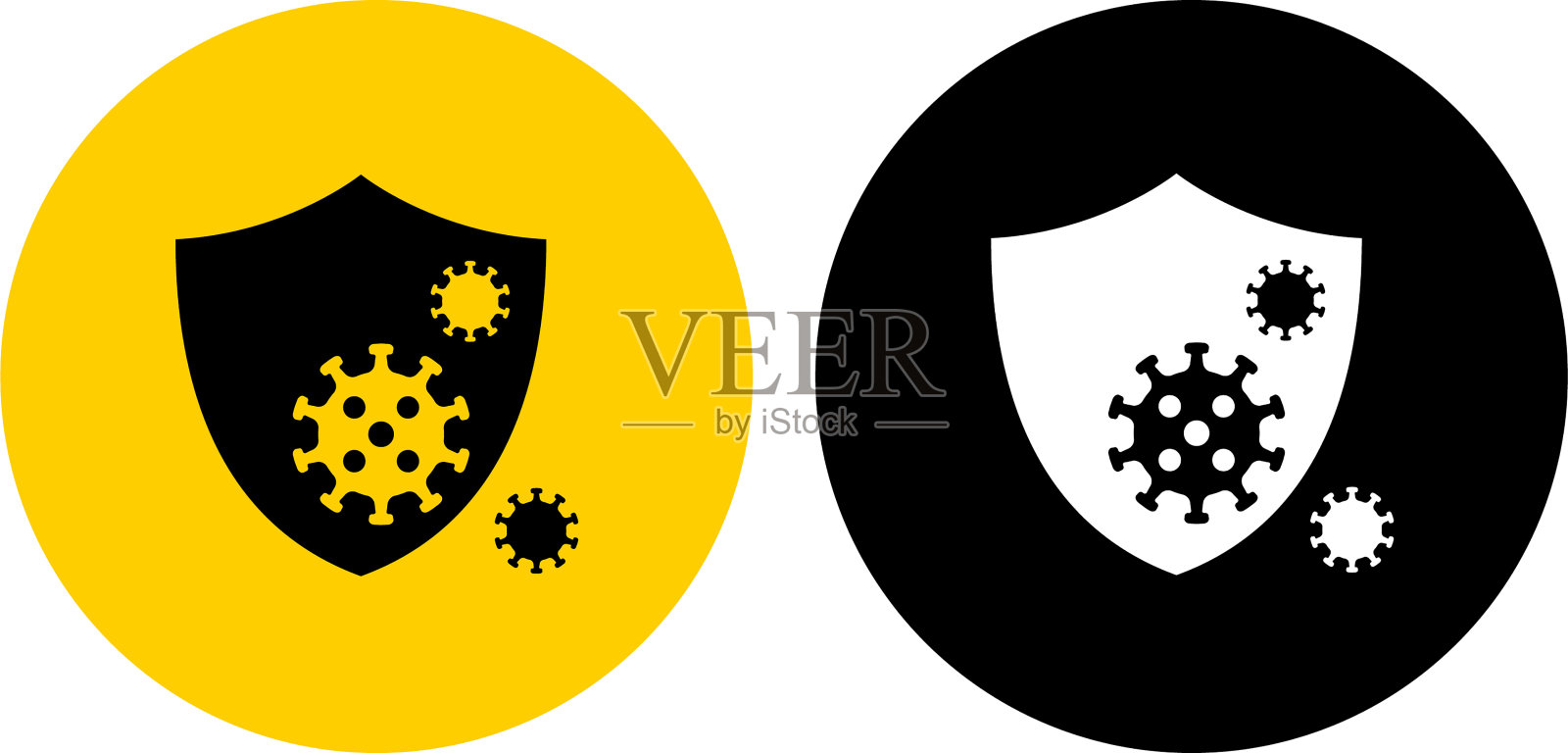 病毒防护屏蔽图标插画图片素材