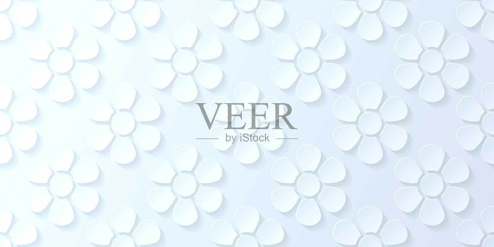 抽象的蓝白色背景-花图案插画图片素材