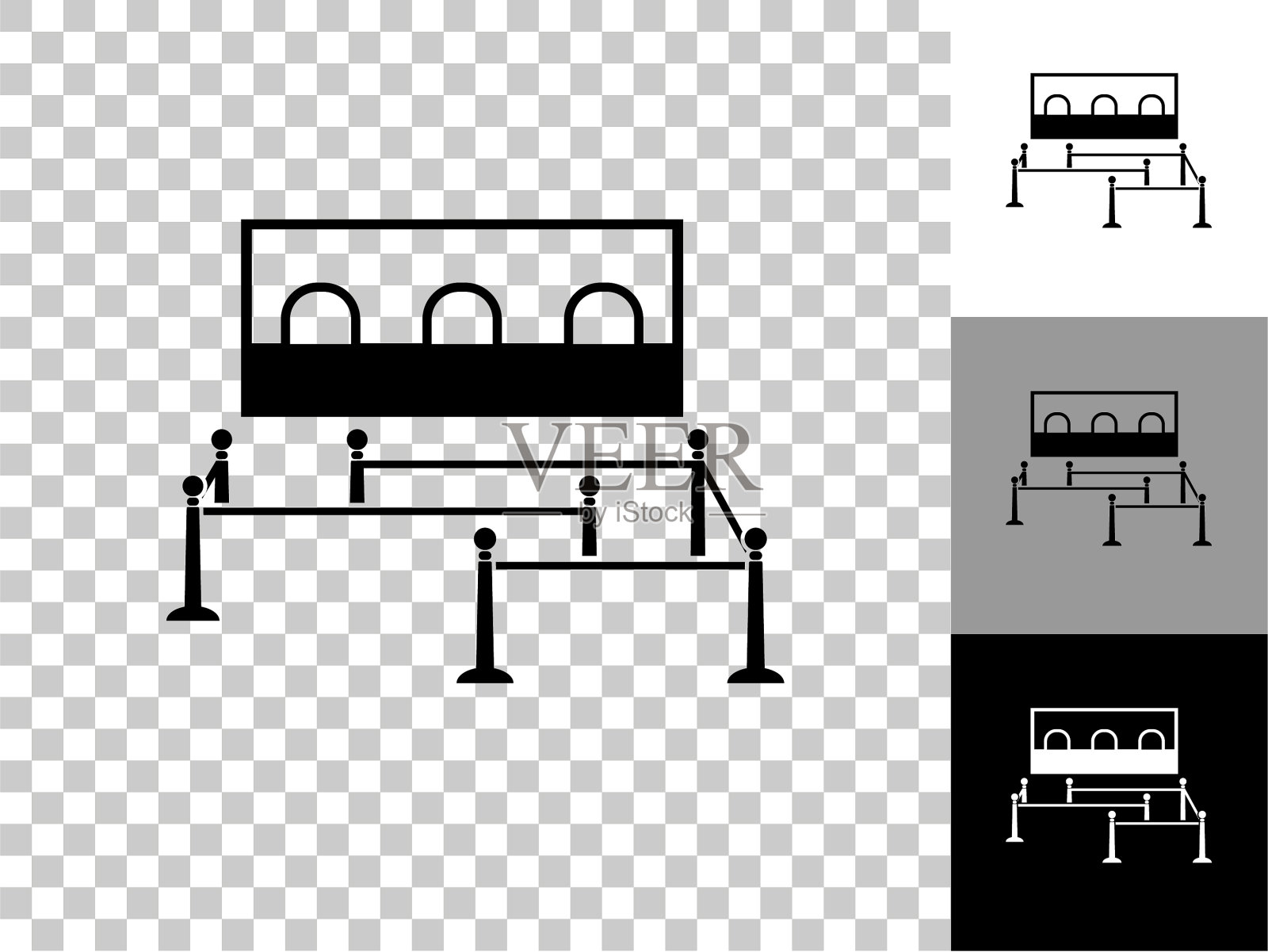 等待线图标在棋盘透明的背景插画图片素材