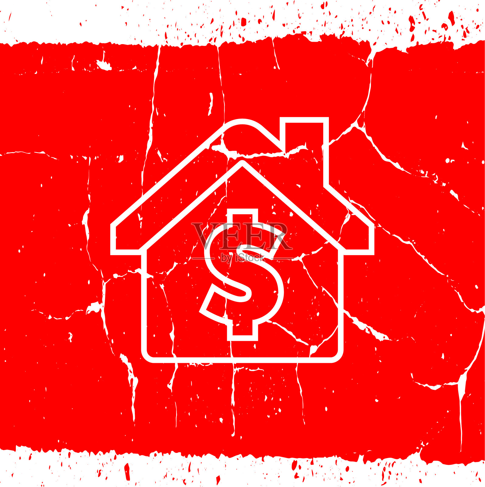 美元标志上的房子图标插画图片素材