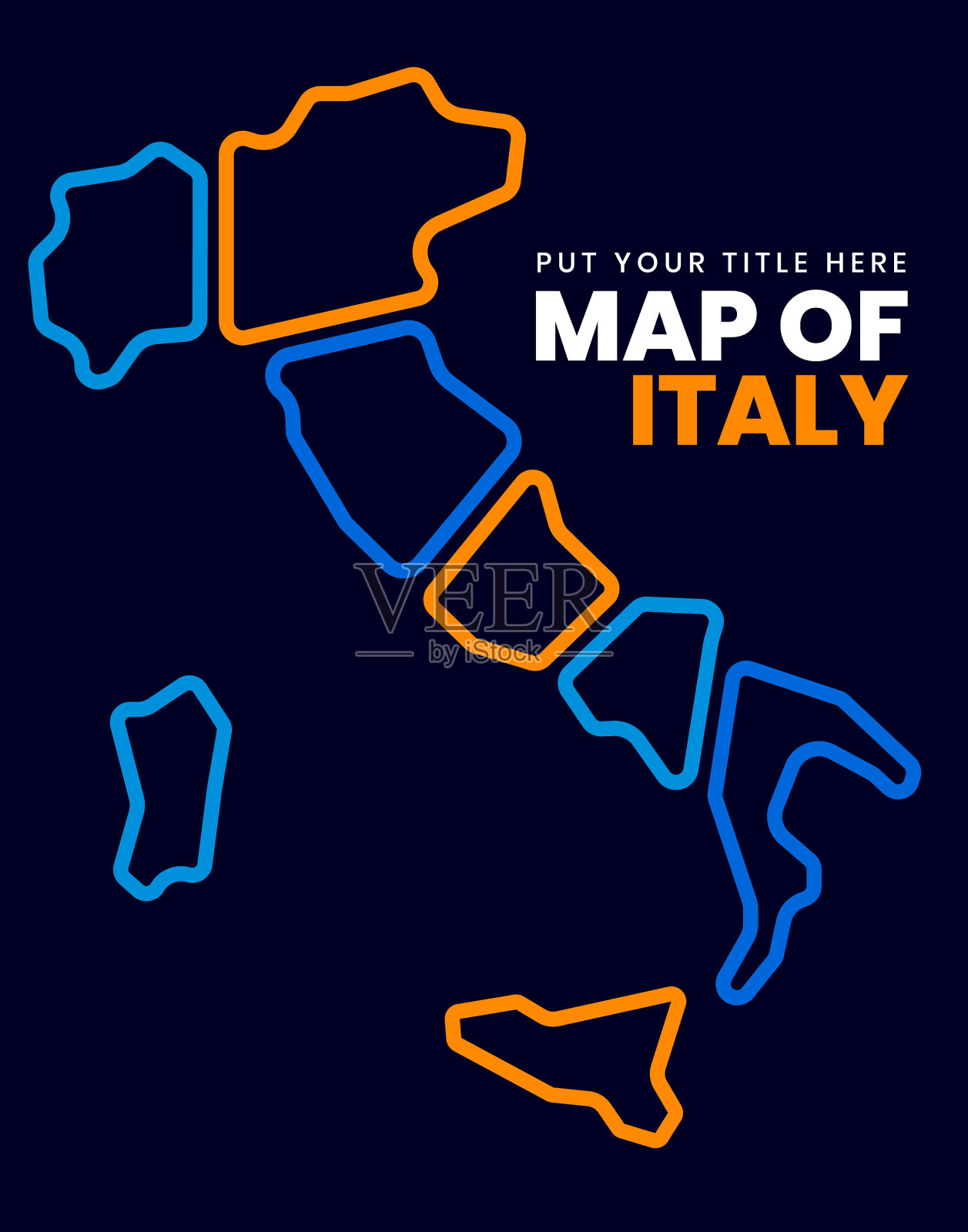 意大利地图的封面设计插画图片素材