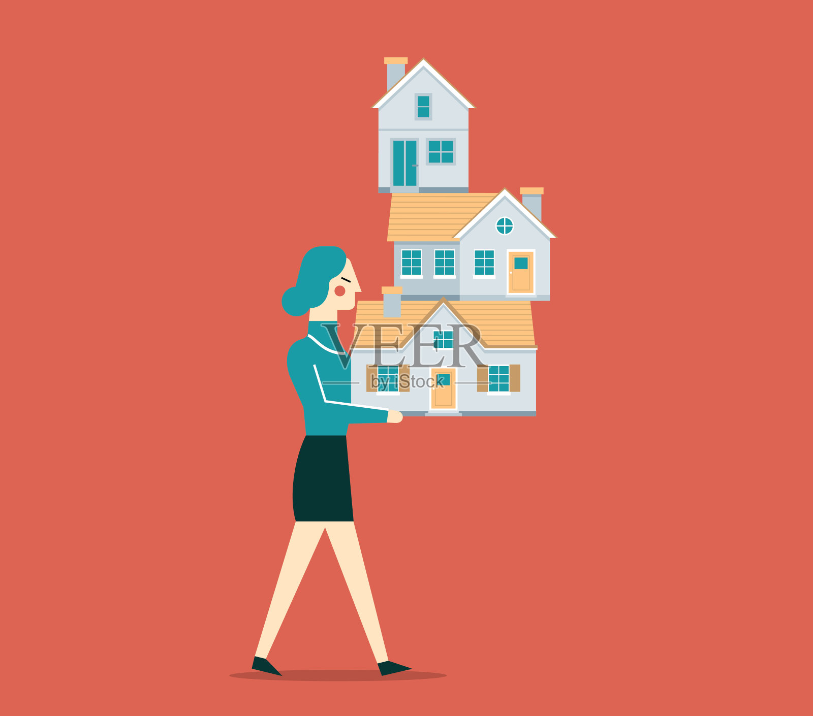 房产投资-女商人插画图片素材