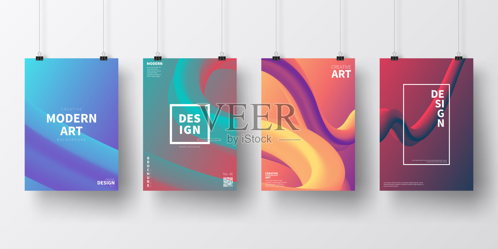 海报与流动的彩色设计，孤立的白色背景插画图片素材