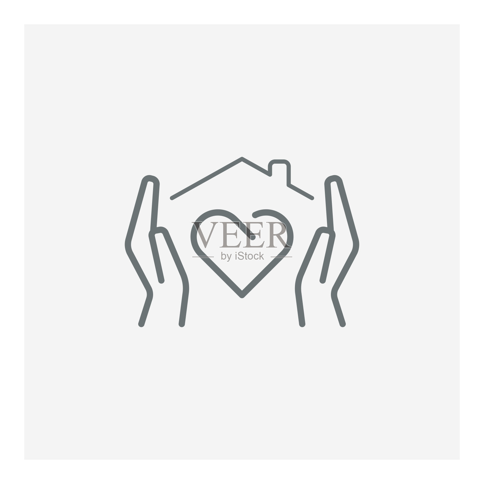 呆在家里的概念，家爱心的图标插画图片素材