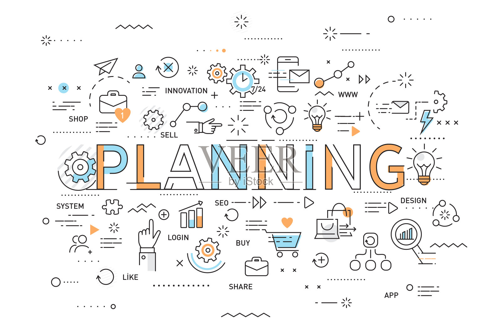 薄的工作集插画图片素材