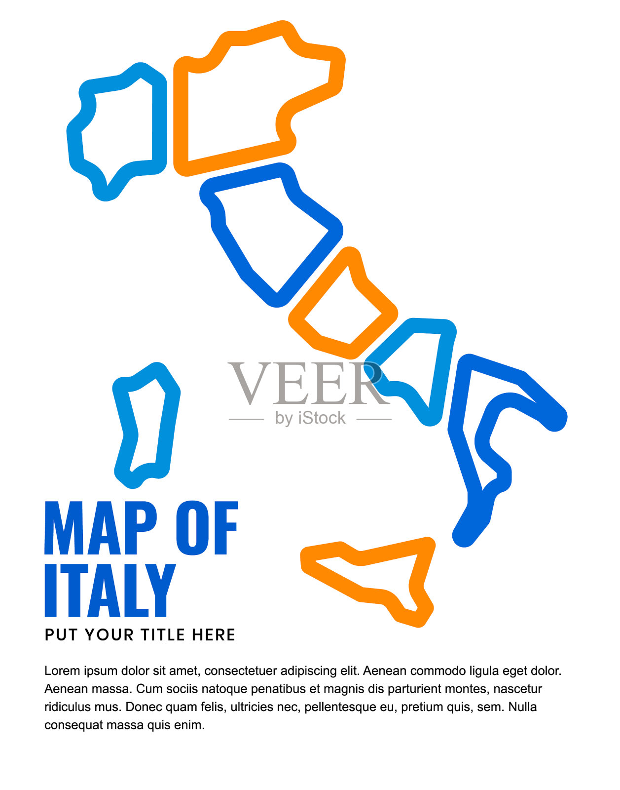 意大利地图封面设计插画图片素材