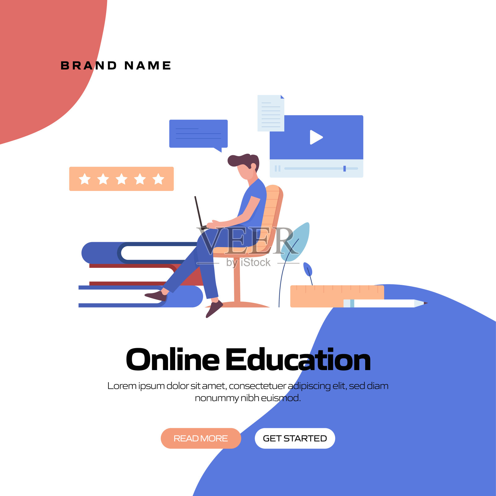 在线教育、电子学习、远程教育、网站横幅、广告和营销材料、在线广告、商业演示等概念矢量插图。插画图片素材