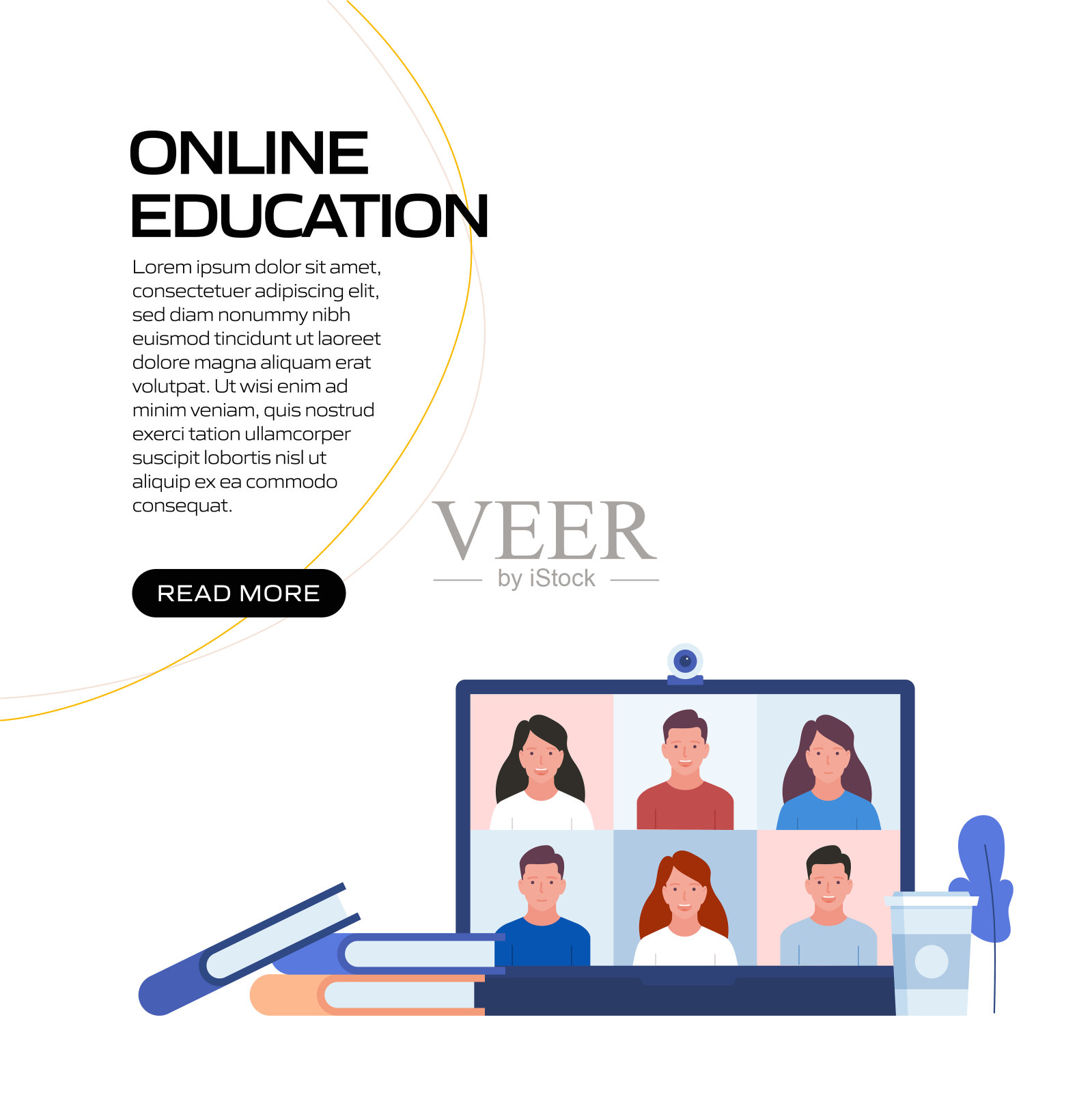 在线教育、电子学习、远程教育、网站横幅、广告和营销材料、在线广告、商业演示等概念矢量插图。插画图片素材