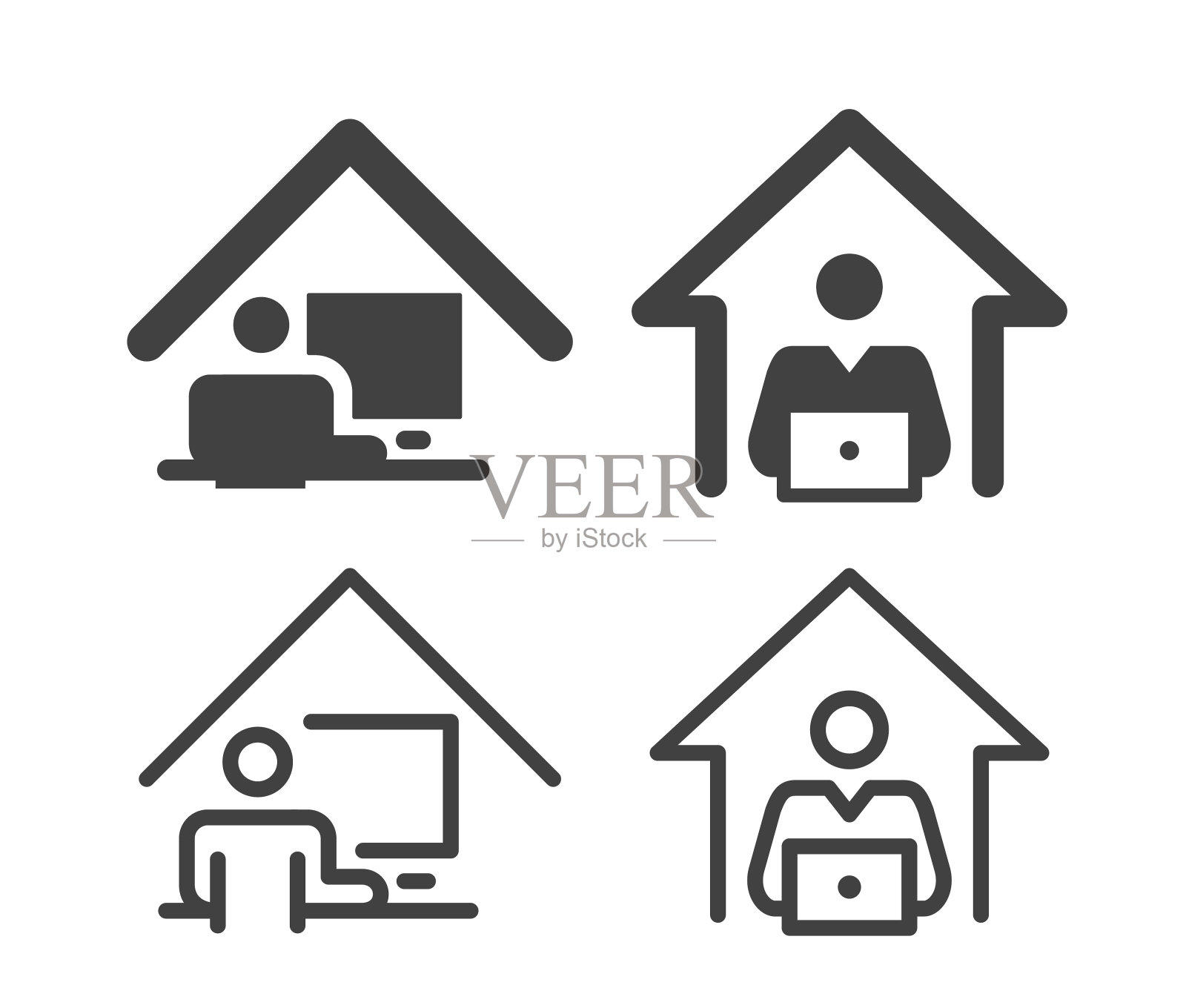 从家里工作-插图图标插画图片素材