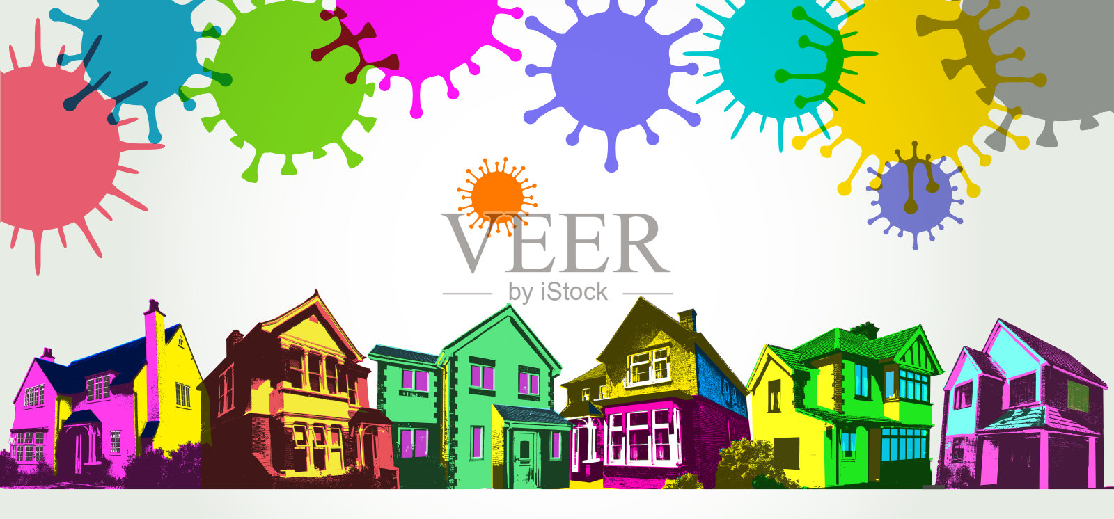 2019冠状病毒病期间的房地产——房屋插画图片素材