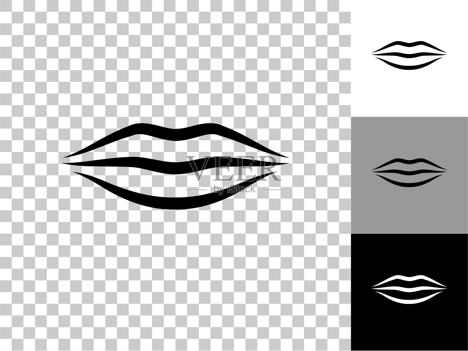 嘴唇图标在棋盘上透明的背景插画图片素材