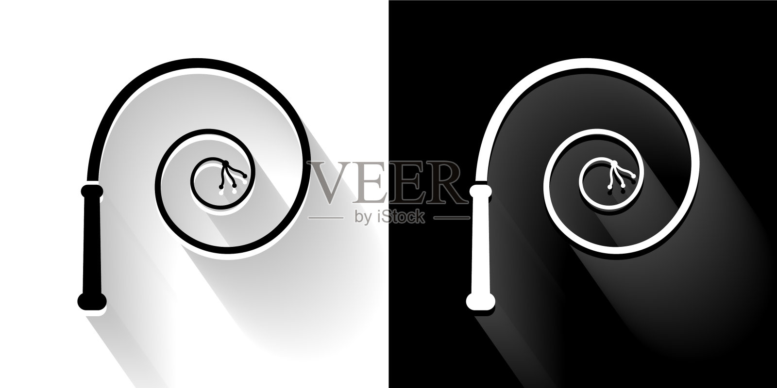 鞭子黑色和白色与长影子图标插画图片素材