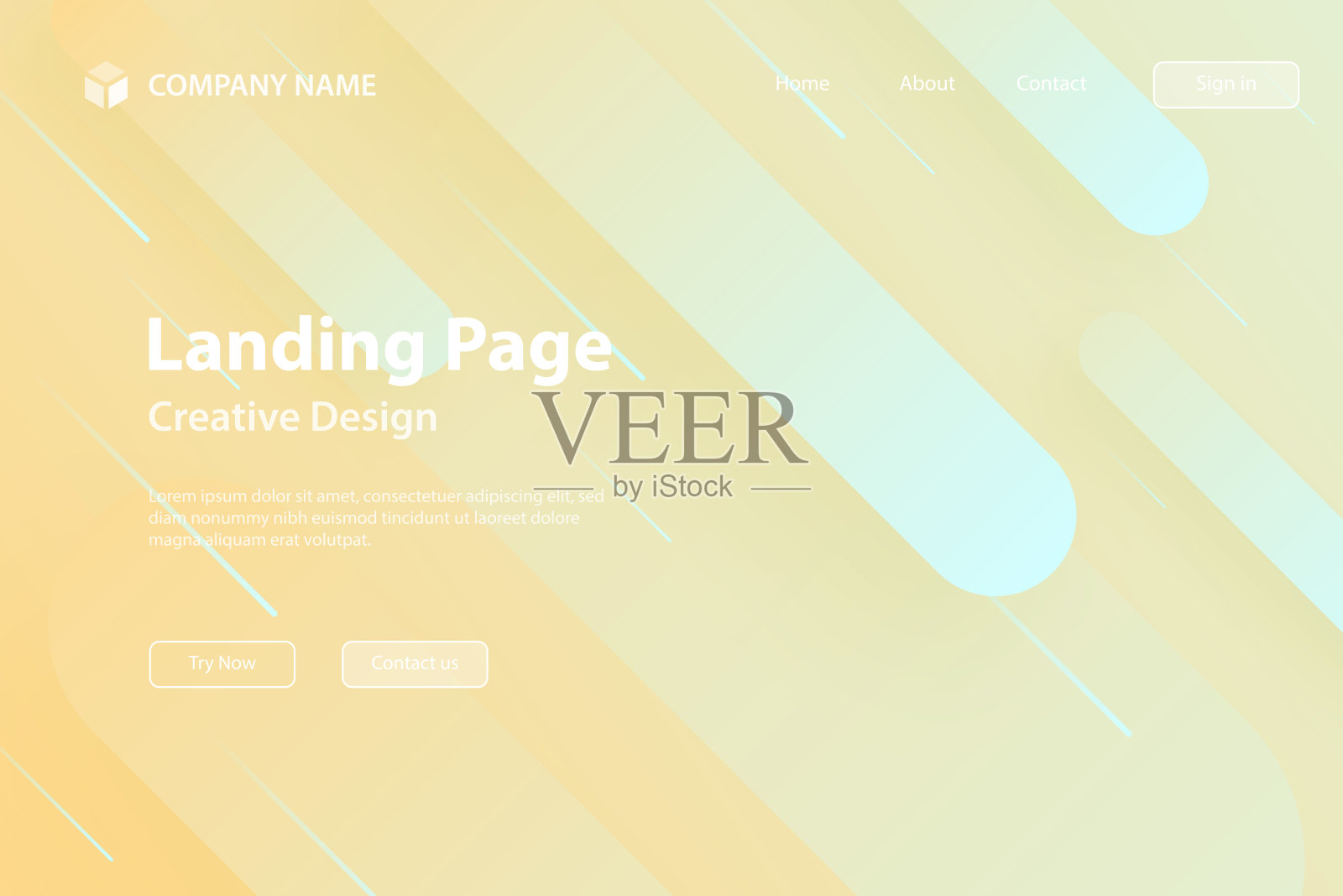 登陆页面模板-抽象设计与几何形状-时髦的米色梯度插画图片素材