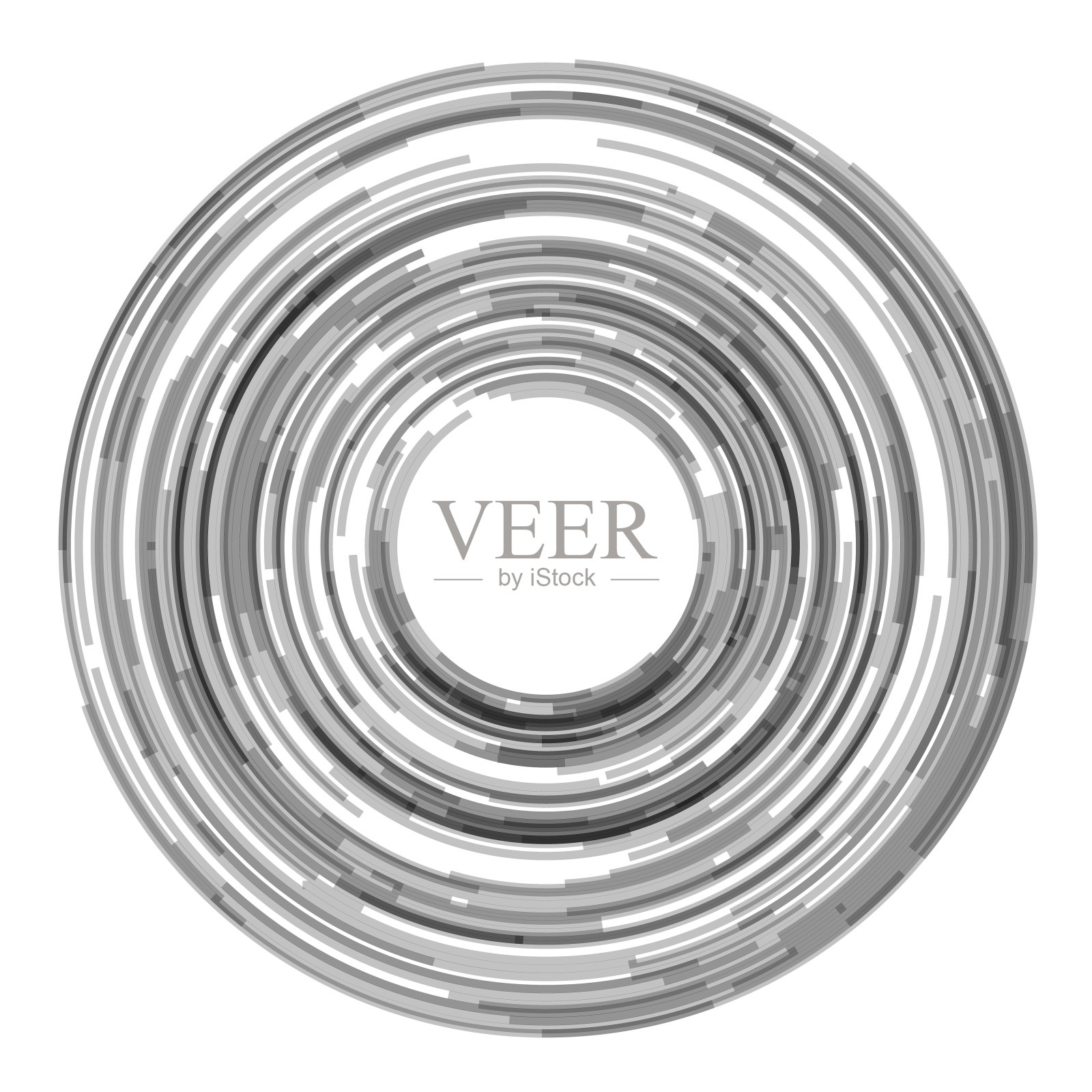 围绕拷贝空间的同心圆轨道离散区域。灰色的白色。设计元素图片