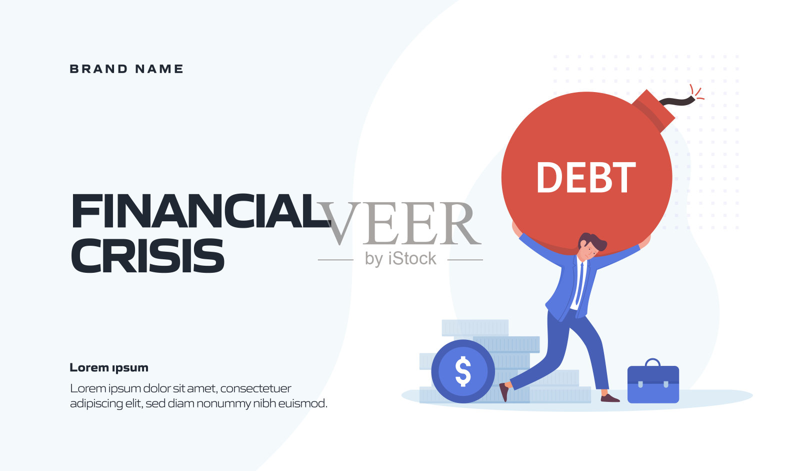 经济，金融危机和衰退的概念矢量插图登陆页面模板，网站横幅，广告和营销材料，在线广告，业务演示等。插画图片素材