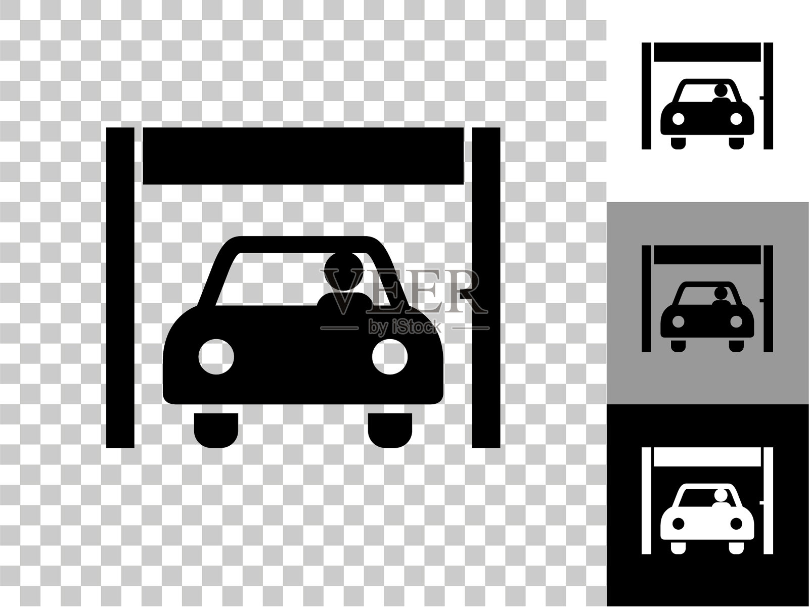 银行的Drive-Up服务图标在棋盘透明的背景插画图片素材