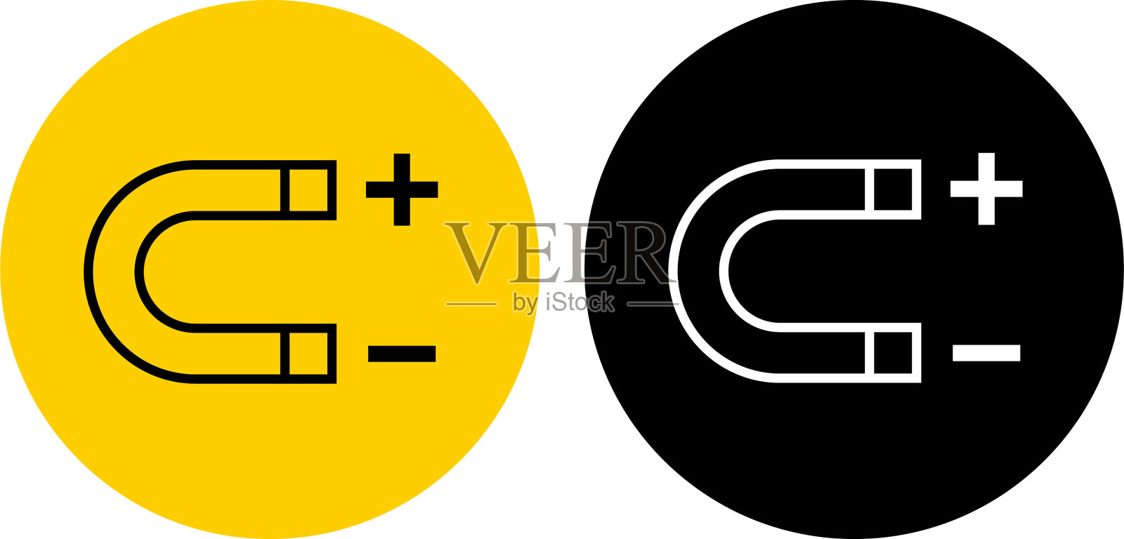 磁铁与正负图标插画图片素材