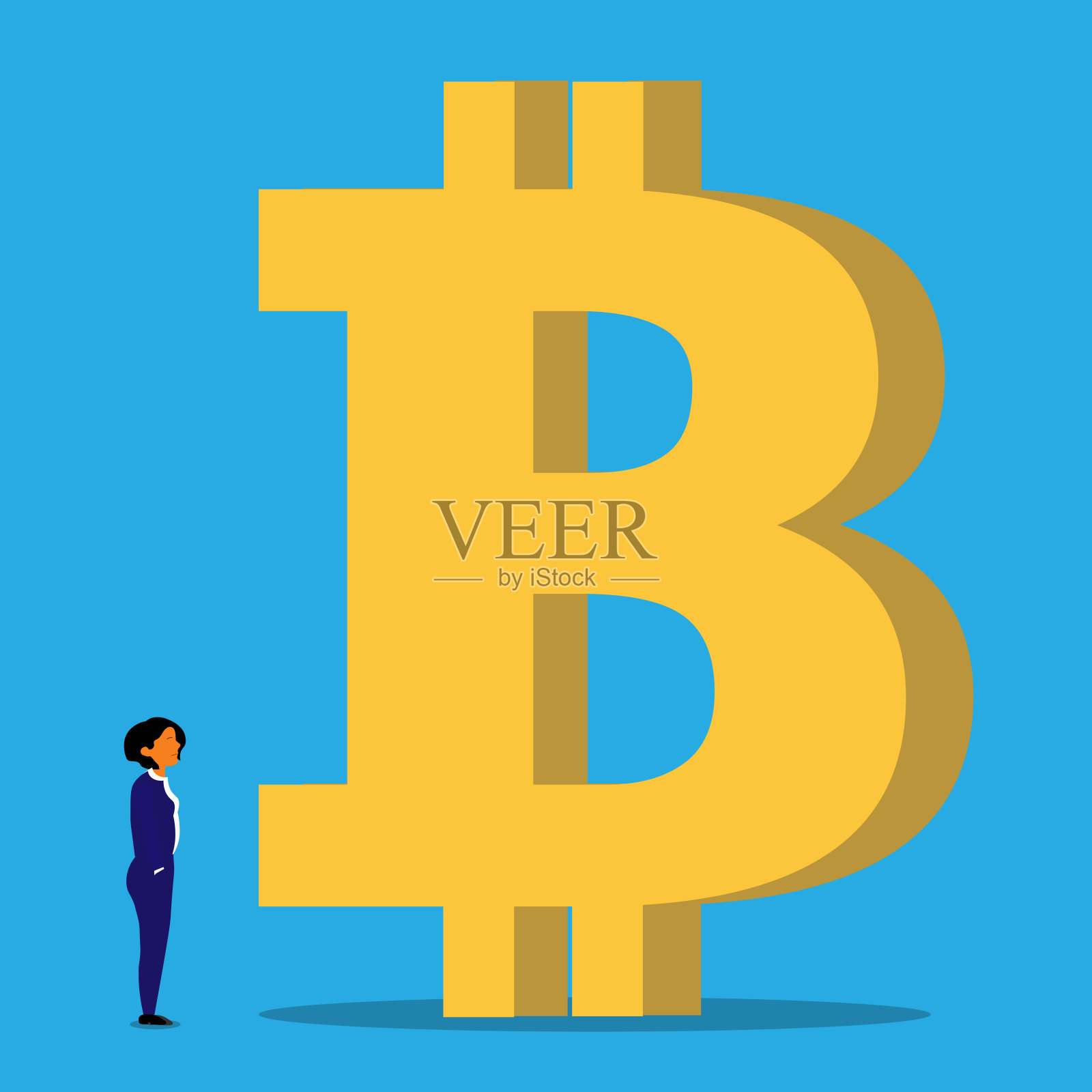 在比特币的阴影下插画图片素材