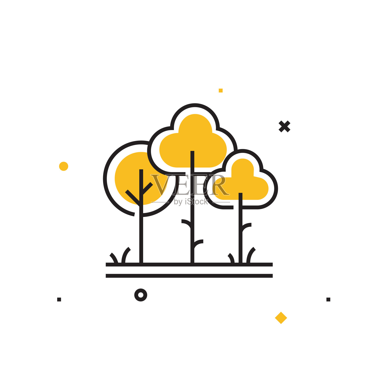 生态线图标，轮廓矢量符号插图。插画图片素材