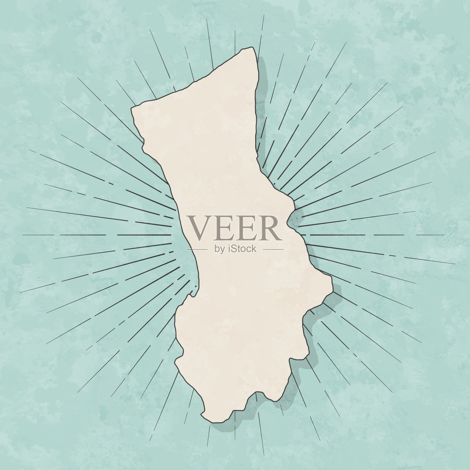 赫尔姆地图在复古风格-旧纹理纸插画图片素材