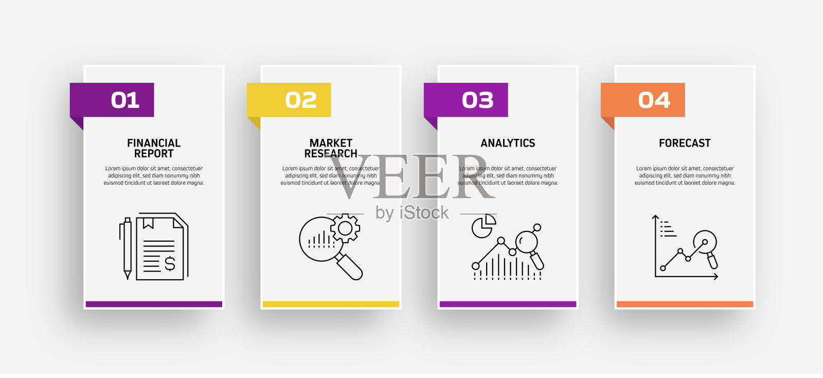 财务相关流程信息图模板。过程时间图。使用线性图标的工作流布局插画图片素材