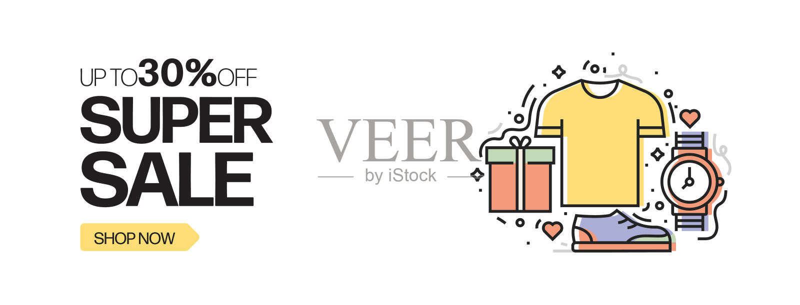 销售横幅模板设计。超级销售特别优惠矢量插图。插画图片素材