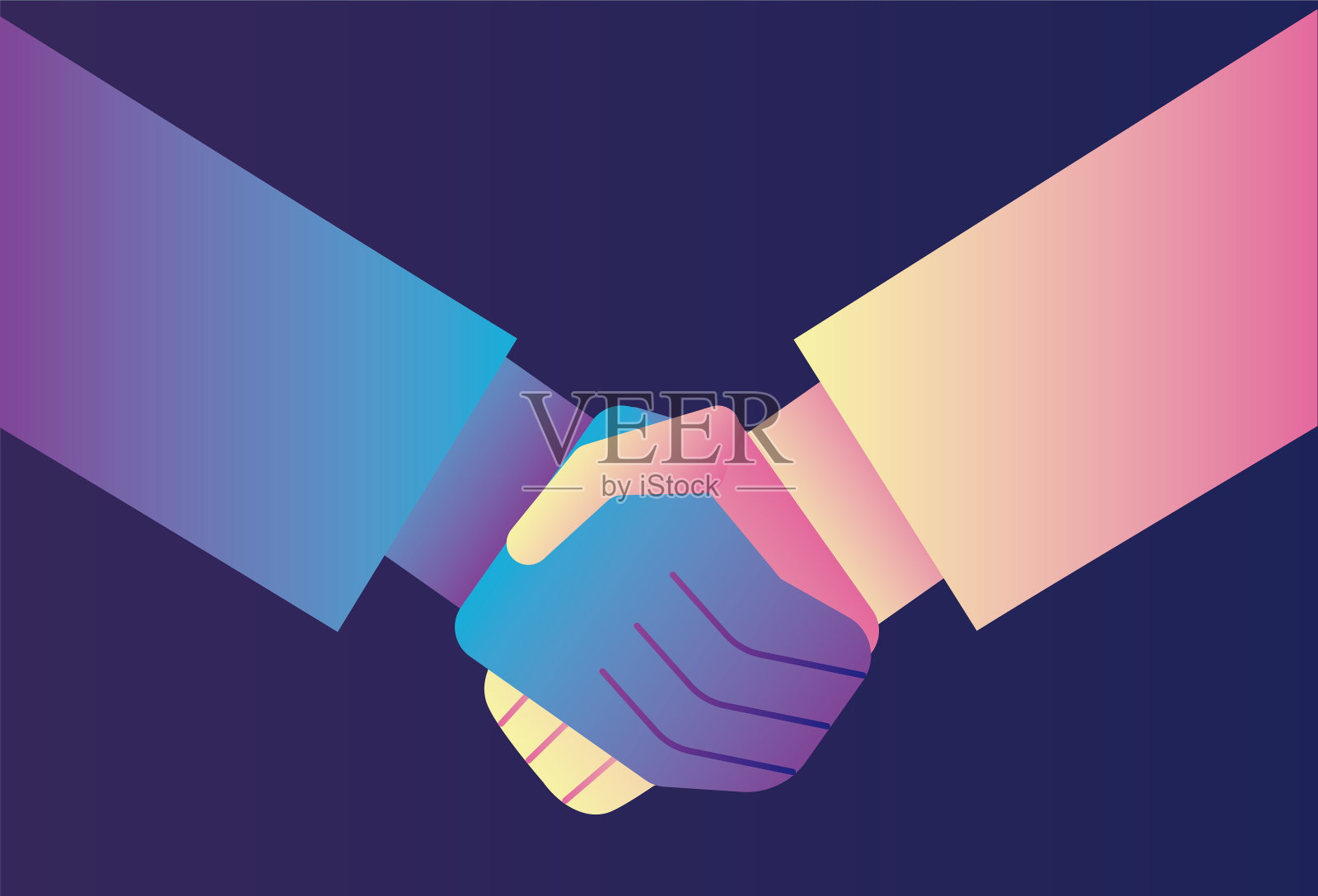 握手合作，共同发展插画图片素材