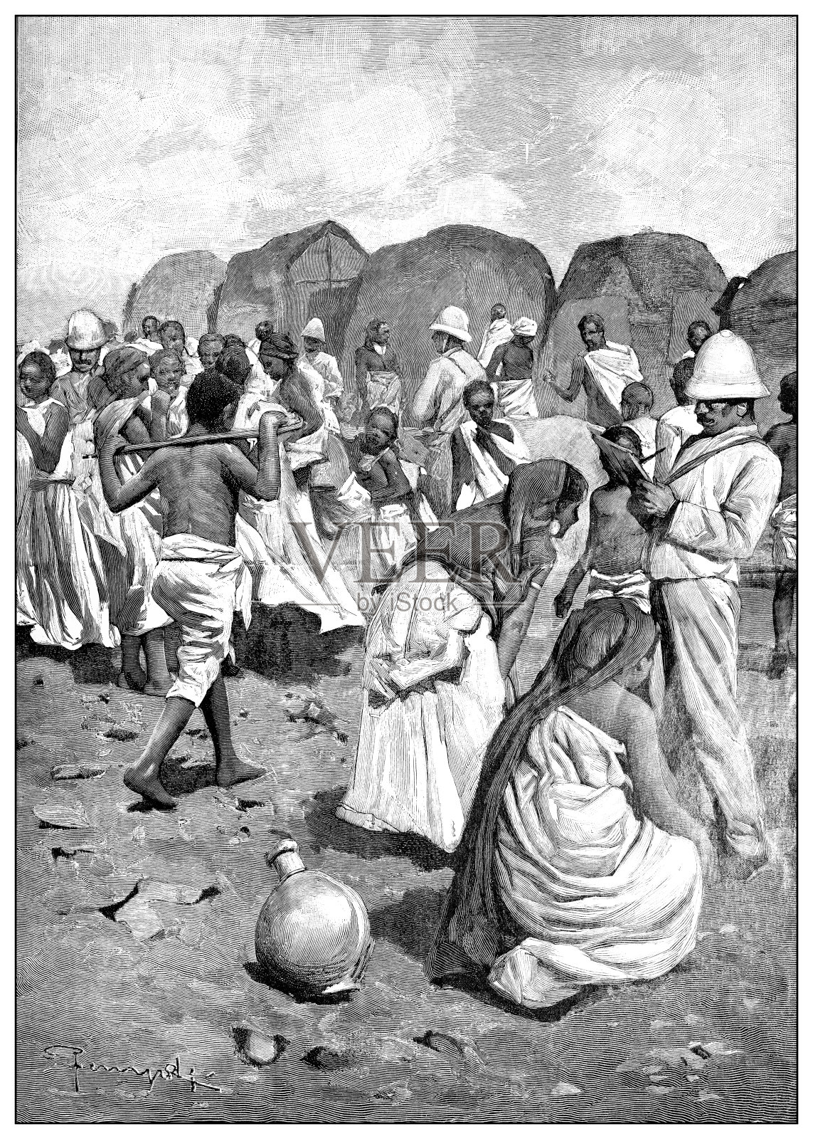 第一次意大利-埃塞俄比亚战争(1895-1896)的古董插图插画图片素材