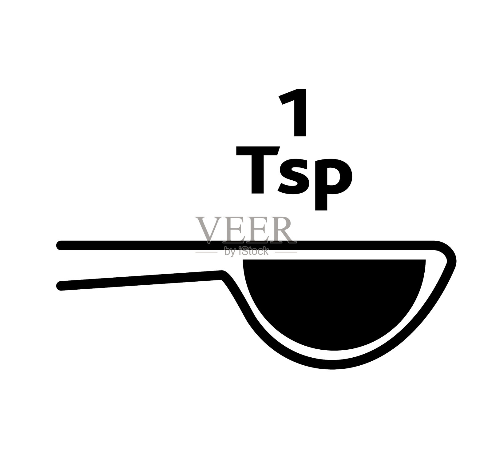 茶匙测量在测量勺子烹饪的图标插画图片素材
