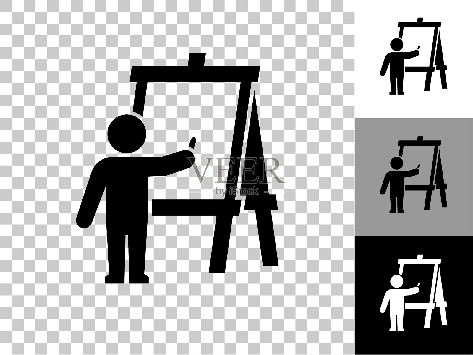 子绘画图标在棋盘透明的背景设计元素图片