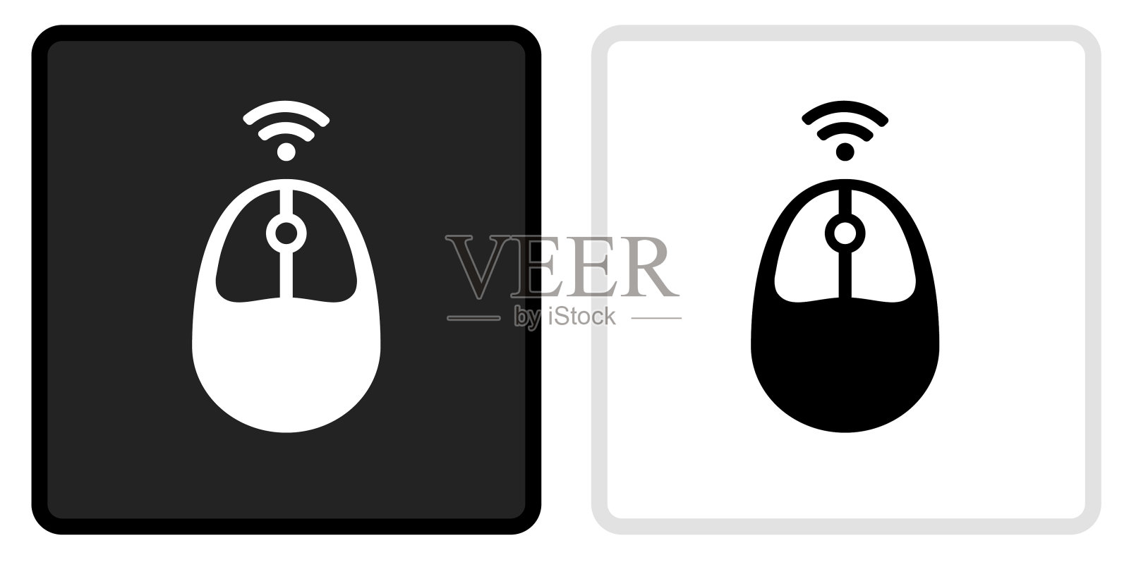 电脑鼠标图标上的黑色按钮与白色滚动设计元素图片