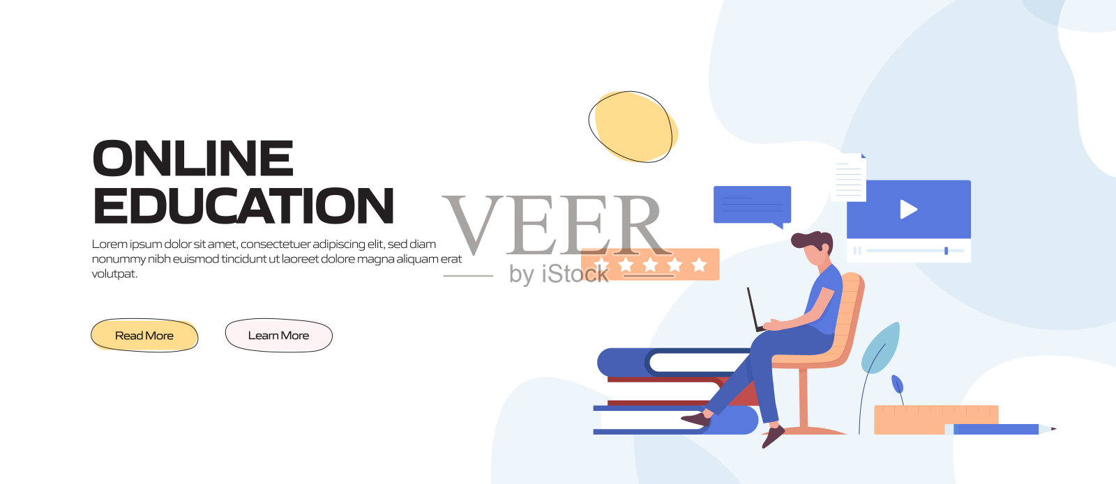 在线教育、电子学习、远程教育、网站横幅、广告和营销材料、在线广告、商业演示等概念矢量插图。插画图片素材